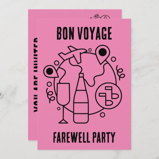 Invitation Adieu Bon Voyage (Devant / Derrière)