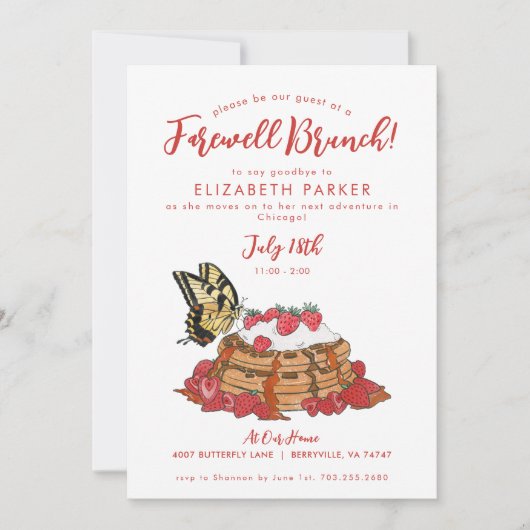Invitation Adieu Brunch Fraise Waffles (Devant)