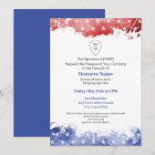 Invitation Adieu conjoint militaire Patriotique rouge bleu (Devant / Derrière)