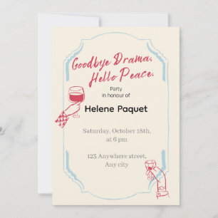 Invitation Adieu Drame Bonjour Paix Fête de Divorce Drôle