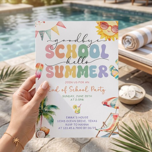 Invitation Adieu école Bonjour été