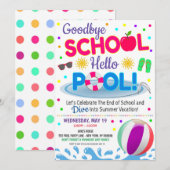 Invitation Adieu école Bonjour Fillettes d'anniversaire pour  (Devant / Derrière)