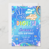 Invitation Adieu les chiffres simples Néon Glow Anniversaire (Devant)