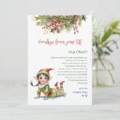 Invitation Adieu Noël aux enfants de votre elfe Lettre fille (Debout devant)