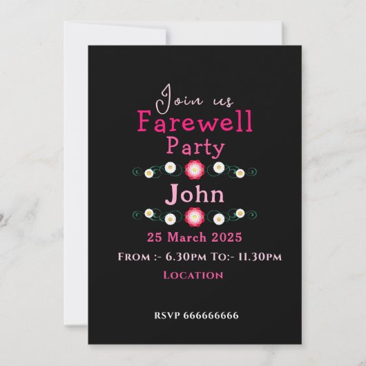 Invitation Adieu rose (Devant)