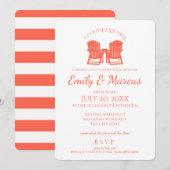 Invitation Adirondack Chaises Coral Couple Douche (Devant / Derrière)