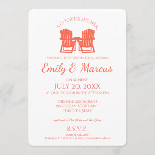 Invitation Adirondack Chaises Coral Couple Douche
