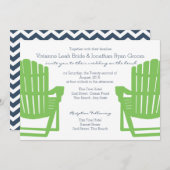 Invitation Adirondack Chaises Lime et Marine Beach Mariage (Devant / Derrière)