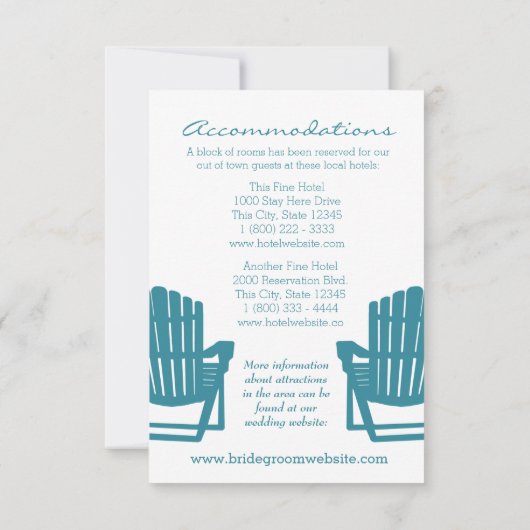 Invitation Adirondack Chaises Mariage Intinéraire (Dos)