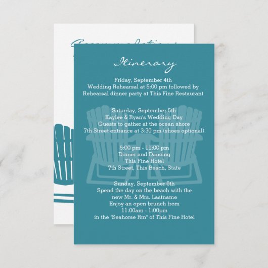Invitation Adirondack Chaises Mariage Intinéraire (Devant / Derrière)