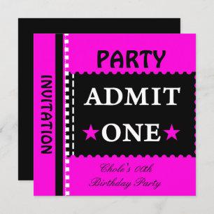 Invitation Admettre une fête d'anniversaire filles rose chaud