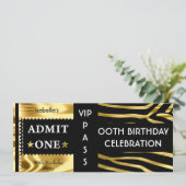 Invitation Admission Anniversaire Zebra Gold Black (Debout devant)