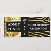 Invitation Admission Anniversaire Zebra Gold Black (Devant)