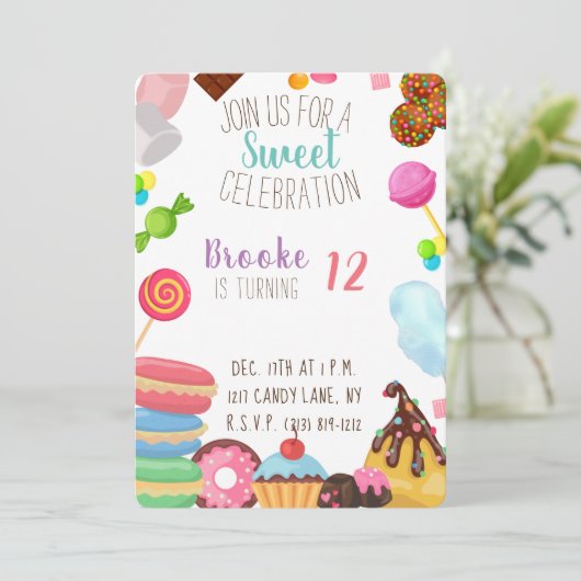 Invitation Admission d'anniversaire douce (Debout devant)