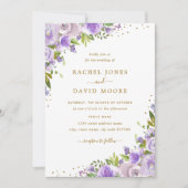 Invitation Admission de mariage à l'aquarelle jaune violet or (Devant)