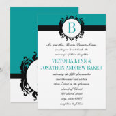 Invitation Admission de mariage pour un monogramme de Deep Aq (Devant / Derrière)
