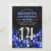 Invitation Ado bleu garçon 14e anniversaire (Devant)
