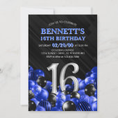 Invitation Ado bleu garçon 16e anniversaire (Devant)