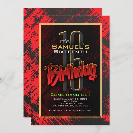 Invitation Ado Boy Anniversaire (Devant / Derrière)