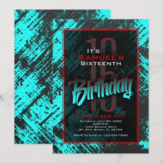 Invitation Ado Boy Anniversaire (Devant / Derrière)