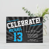 Invitation Ado Boy Birthday Invitation-Any Year, Blue (Debout devant)