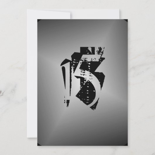 Invitation Ado Boy fête d'anniversaire Black Silver Invitatio (Devant)