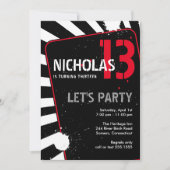 Invitation Ado Boy Party | Noir, blanc et rouge (Devant)