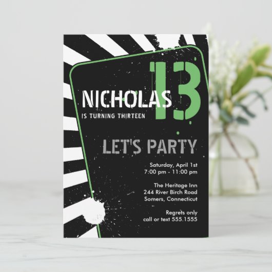 Invitation Ado Boy Party | Vert (Debout devant)