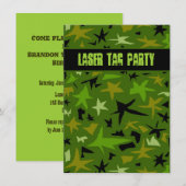 Invitation Ado Boys Anniversaire Camo Stars Party (Devant / Derrière)