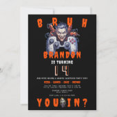 Invitation ADO de BRUH Halloween Jeu vidéo Sleepover Annivers (Devant)
