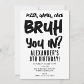 Invitation Ado de la fête d'anniversaire du garçon Bruh Boy (Devant)