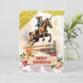 Invitation Ado de Noël Cheval à cheval sur saut (Debout devant)