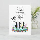 Invitation ado du 16e anniversaire dansant coloré (Debout devant)