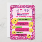 Invitation Ado Emoji Tween Parties scintillant rose anniversa (Devant)