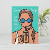 Invitation Ado fille bubble thé coloré mignon fête d'annivers (Debout devant)