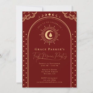 Invitation Ado Fille Céleste Première Lune Fête Rouge Période