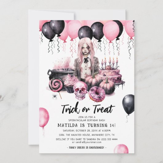 Invitation Ado fille Halloween Spooktacular Anniversaire Bash (Devant)