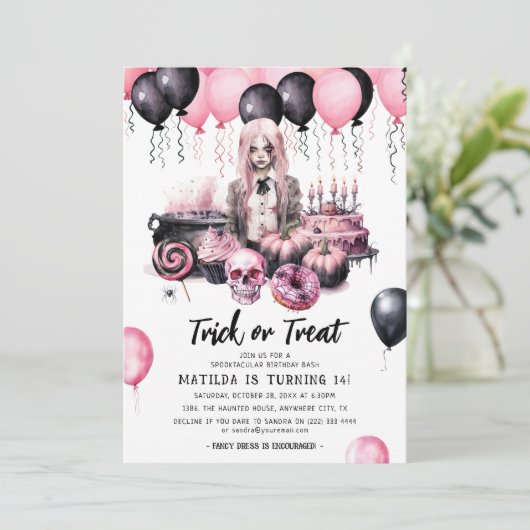 Invitation Ado fille Halloween Spooktacular Anniversaire Bash (Debout devant)