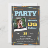 Invitation Ado Garçon Anniversaire, 13 ans ou n'importe quel (Devant)