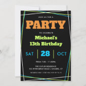 Invitation Ado Garçon Anniversaire, 13 ans ou n'importe quel (Devant)