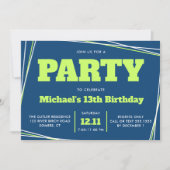 Invitation Ado Garçon Anniversaire, 13 ans ou n'importe quel (Devant)