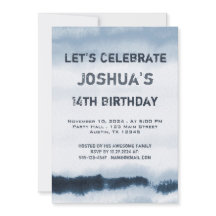 Ado Garçon Bleu Aquarelle Minimaliste Anniversaire