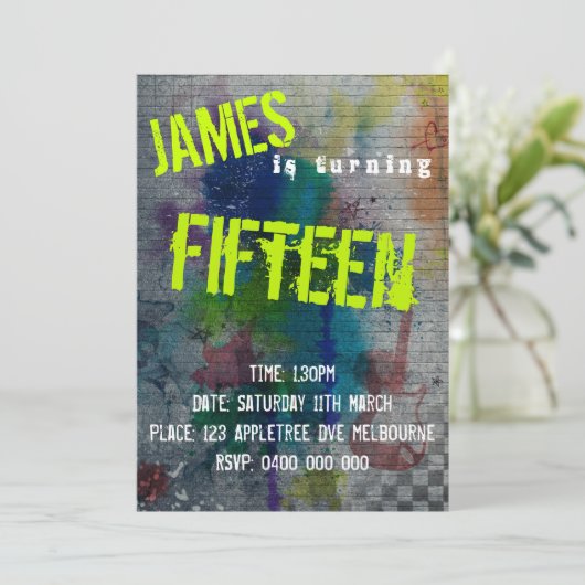 Invitation Ado Graffiti (Debout devant)