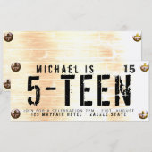 Invitation ADO MODERNE Anniversaire GARÇON LICENCE de voiture (Devant / Derrière)