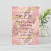 Invitation Ado moderne Fête Spa Faux Rose Gold Parties scinti (Debout devant)