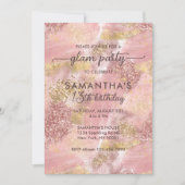 Invitation Ado moderne Fille Glam Party Faux Rose Parties sci (Devant)