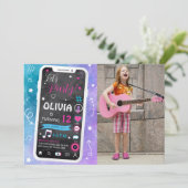 Invitation Ado Music Star Photo Anniversaire (Debout devant)