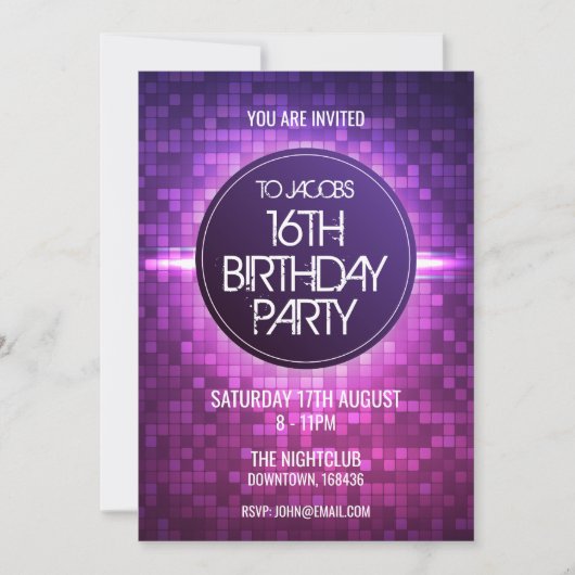 Invitation Ado Night Club Fête d'anniversaire (Devant)