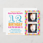 Invitation Ado ou Tween photo colorée Anniversaire (Devant / Derrière)