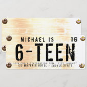 Invitation Ado Permis de voiture Plaque garçon fille 16 17 18 (Devant / Derrière)